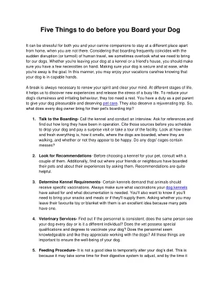 Five Things to do before you Board your Dog
