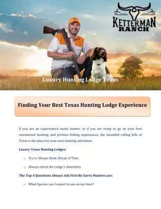 Finding Your Best Texas Hunting Lodge Experience