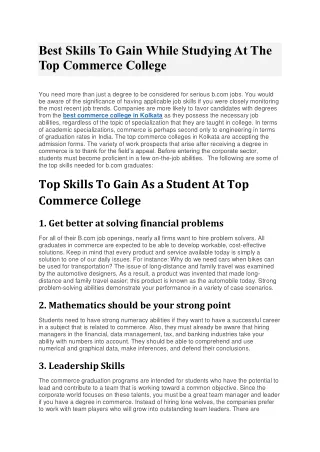 Best Skills To Gain While Studying At The Top Commerce College