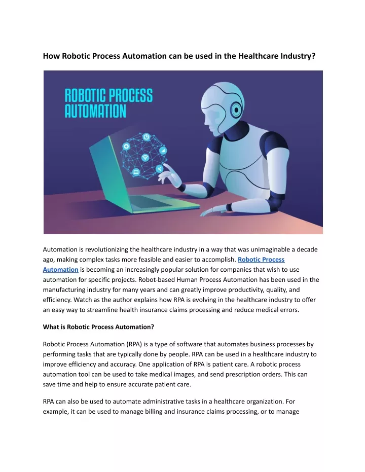 how robotic process automation can be used
