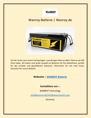 Wanroy-Batterie  Wanroy.de