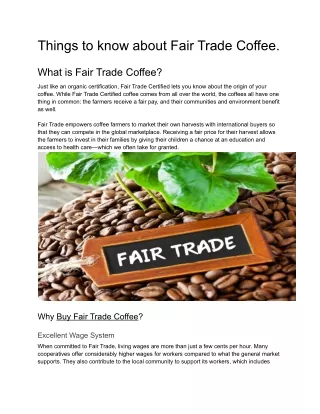 Things to know about Fair Trade Coffee