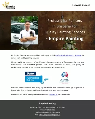 Professional Painters In Brisbane For Quality Painting Services - Empire Paintin