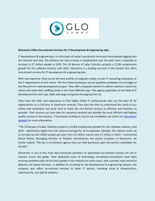 glocomms offers recruitment services