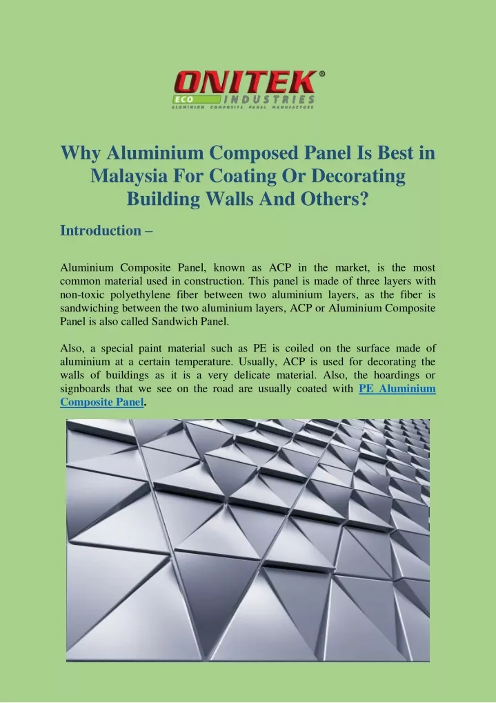 why aluminium composed panel is best in malaysia