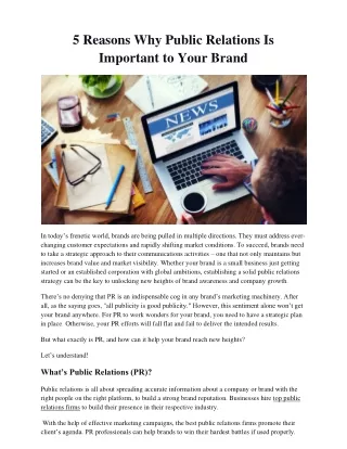 5 Reasons Why Public Relations Is Important to Your Brand
