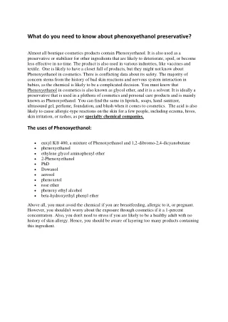 what do you need to know about phenoxyethanol