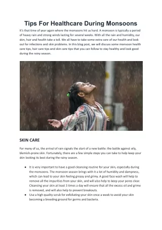 tips for healthcare during monsoons