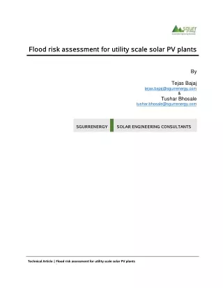 Flood Risk Assessment - SgurrEnergy