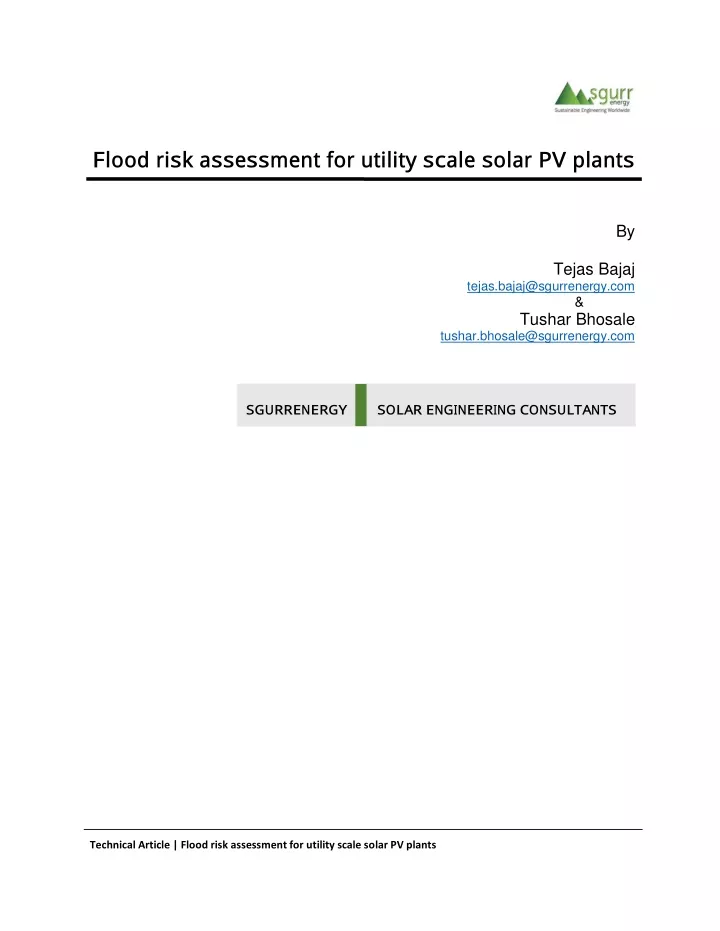 flood risk assessment for utility scale solar