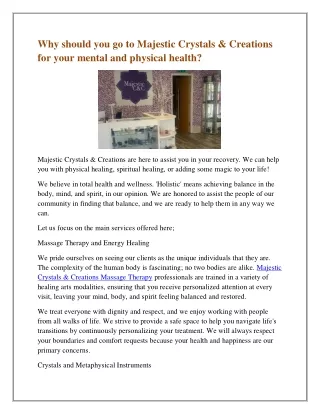 why should you go to majestic crystals creations