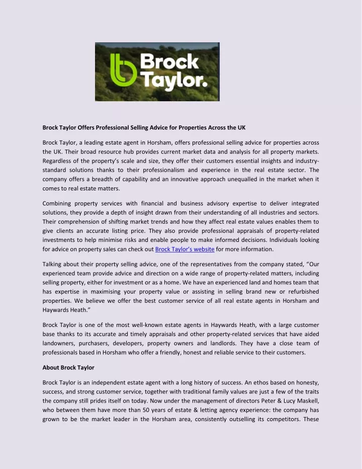 brock taylor offers professional selling advice