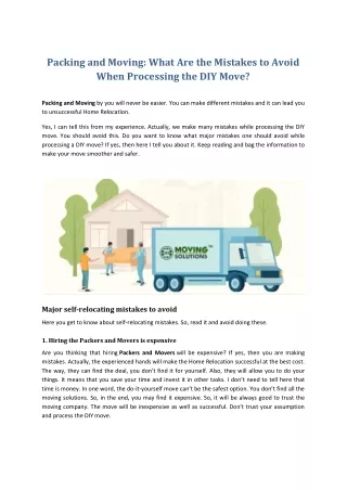 Packing and Moving: Mistakes to Avoid When Processing the DIY Move