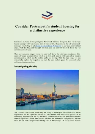 Consider Portsmouth's student housing for a distinctive experience