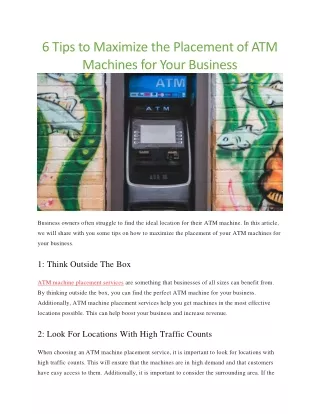 6 tips to maximize the placement of atm machines