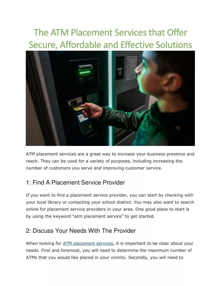 the atm placement services that offer secure