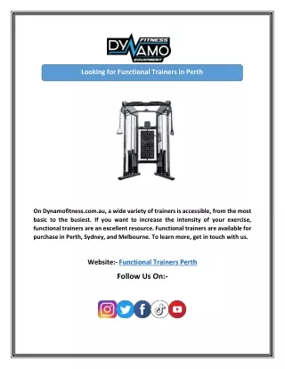 looking for functional trainers in perth