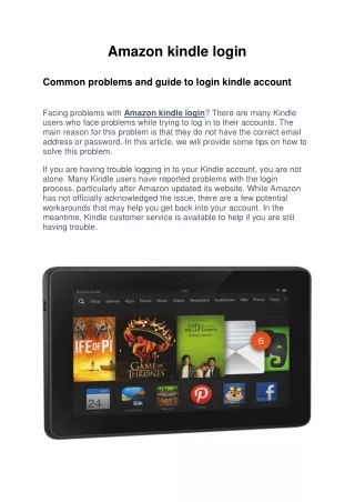 amazon kindle login