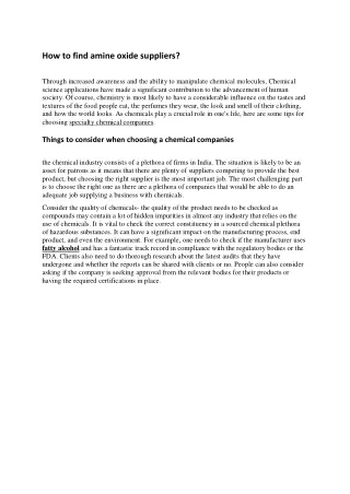 how to find amine oxide suppliers