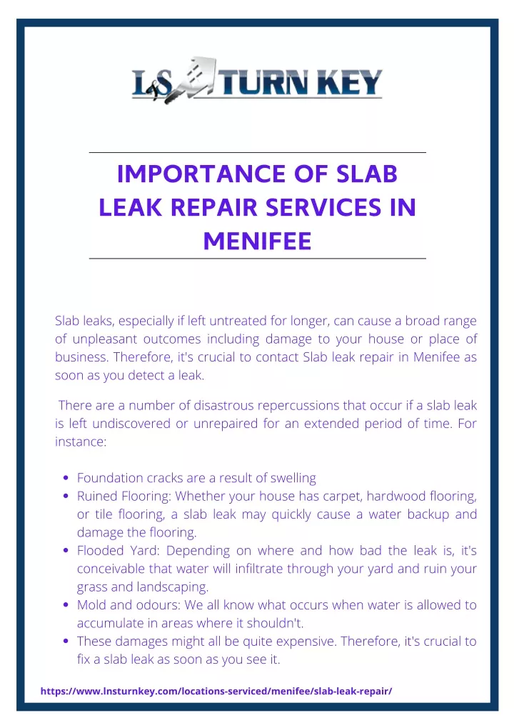 importance of slab leak repair services in menifee