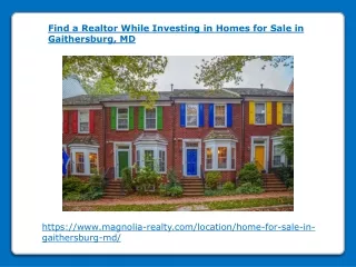 Find a Realtor While Investing in Homes for Sale in Gaithersburg MD