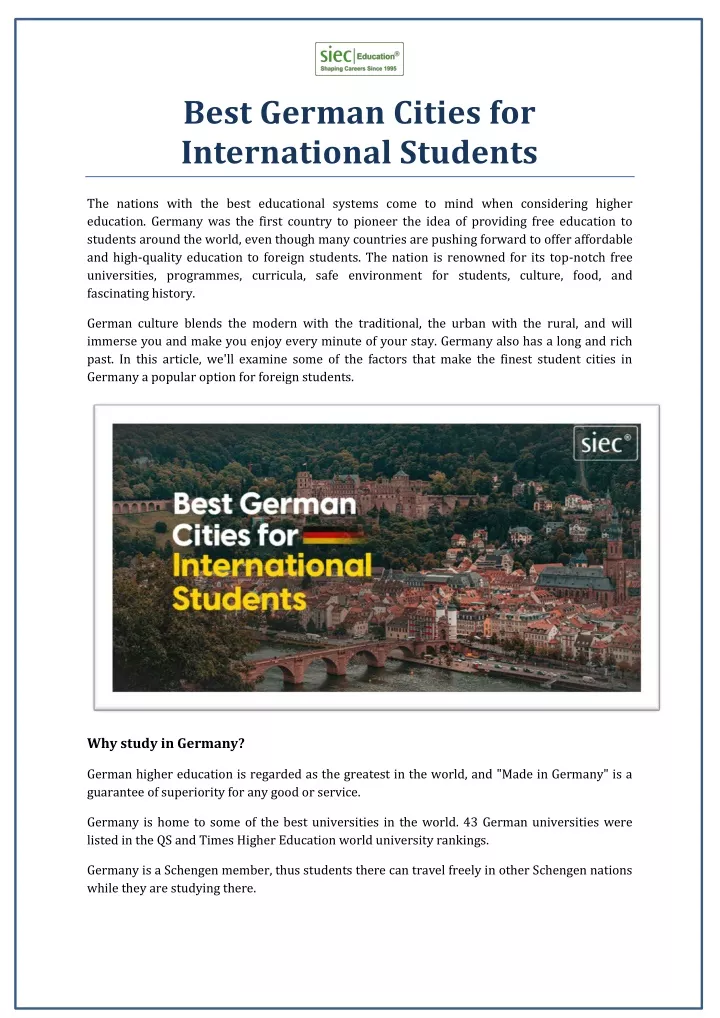 best german cities for international students