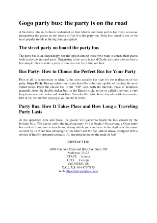 Gogo party bus the party is on the road