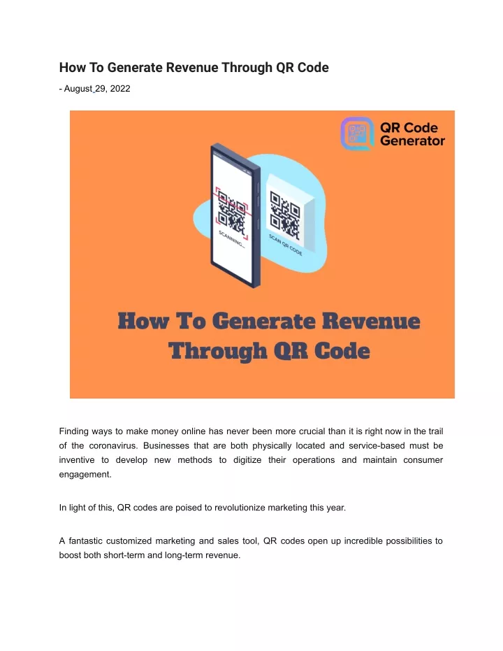 how to generate revenue through qr code