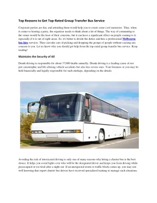 Top Reasons to Get Top-Rated Group Transfer Bus Service