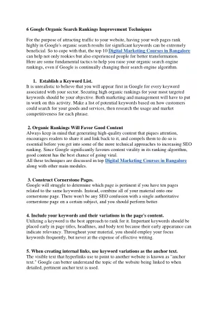 6 google organic search rankings improvement