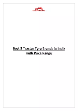 Best 3 Tractor Tyre Brands in India with Price Range