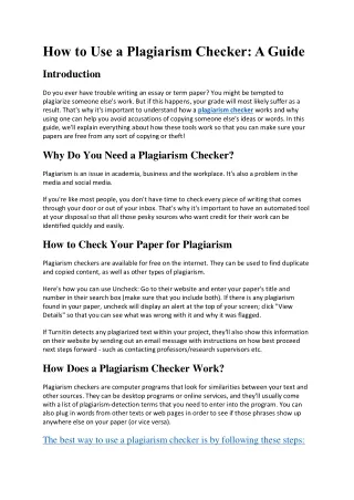 How to Use a Plagiarism Checker