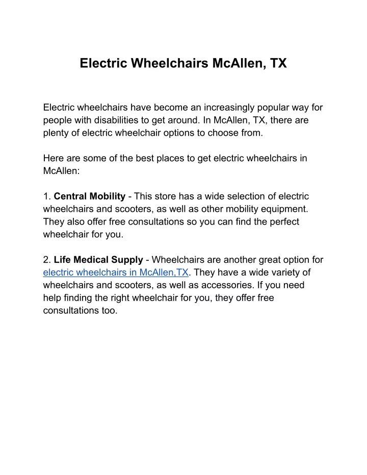 electric wheelchairs mcallen tx