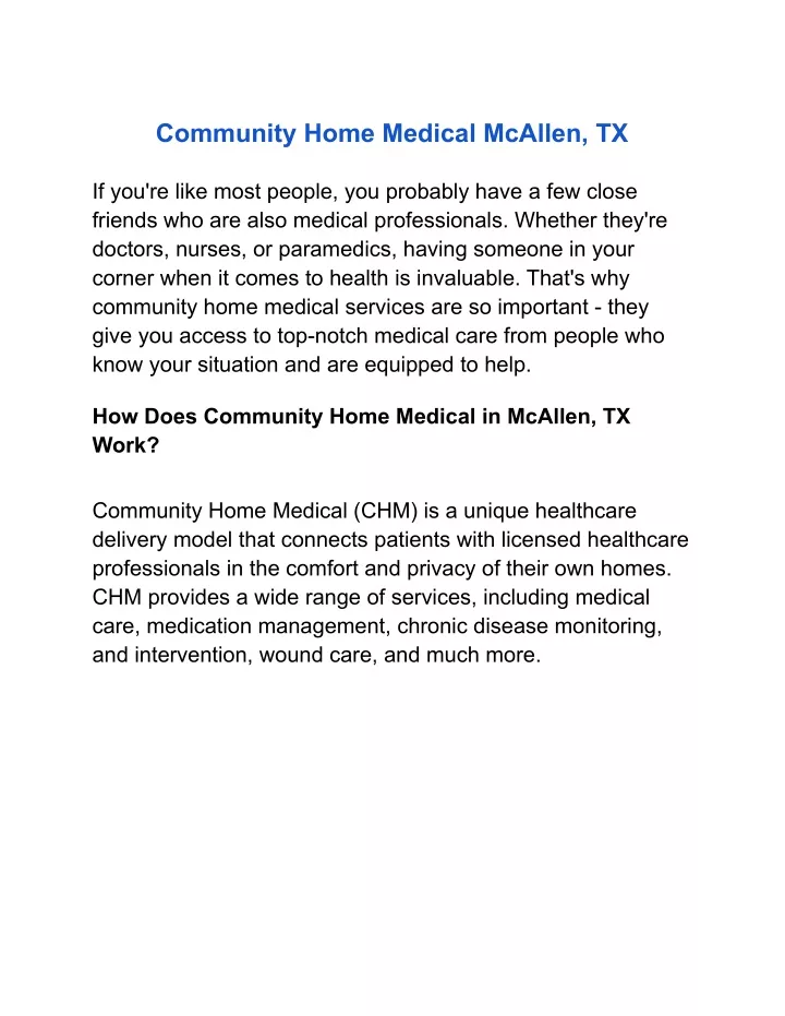 community home medical mcallen tx