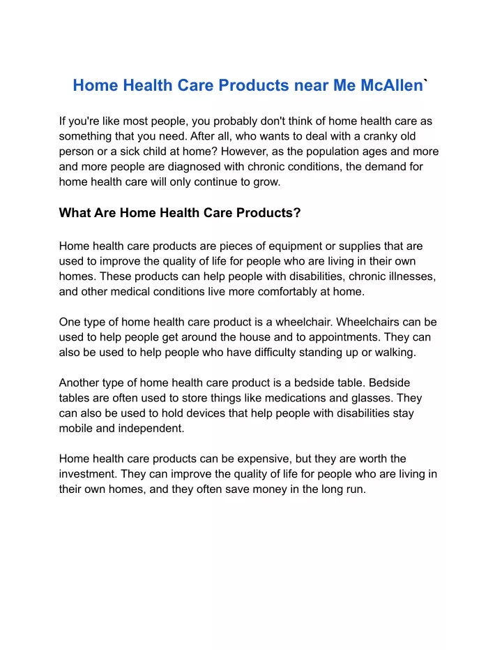 home health care products near me mcallen