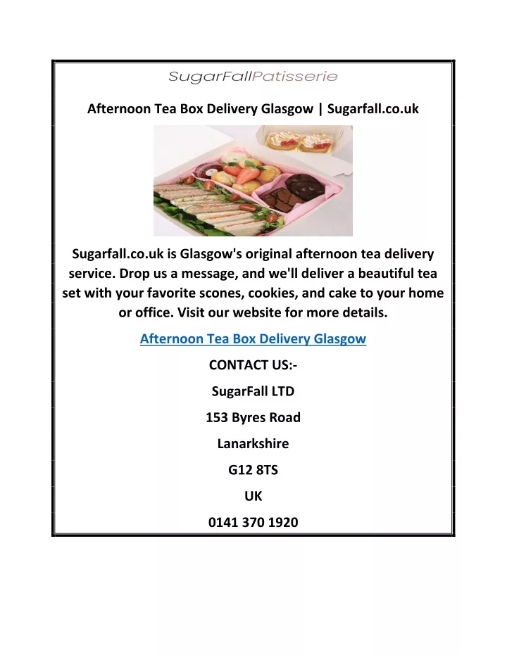 afternoon tea box delivery glasgow sugarfall co uk