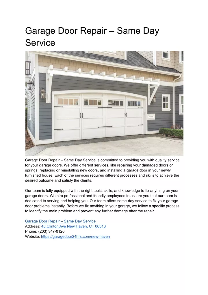 garage door repair same day service