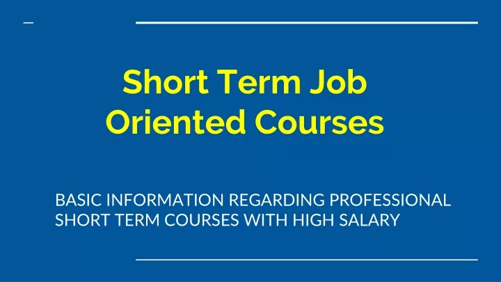 short term job oriented courses