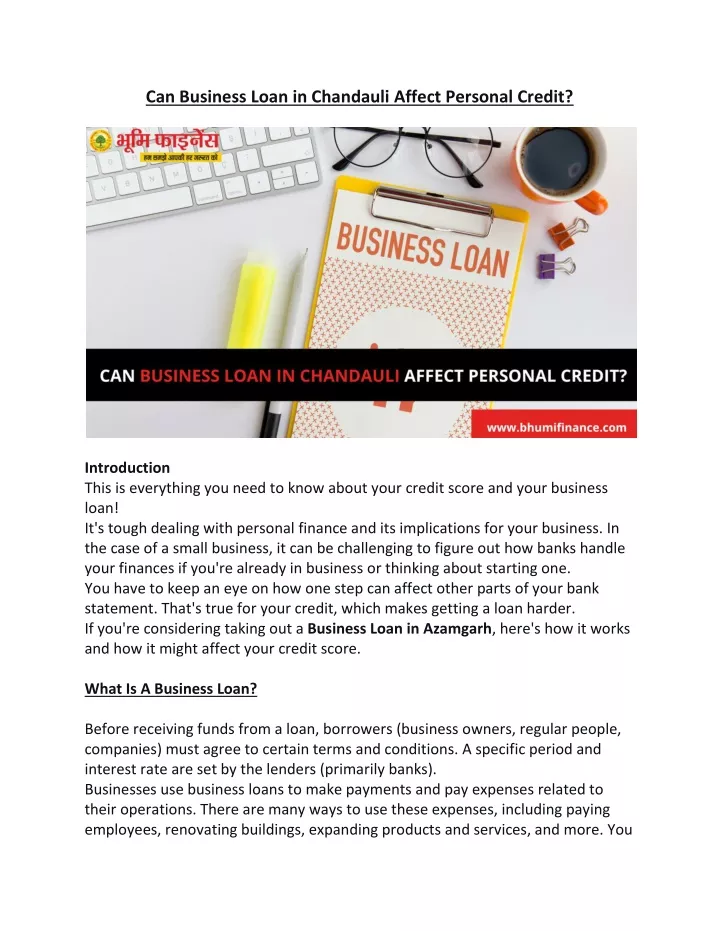 can business loan in chandauli affect personal