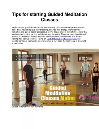 Tips for starting Guided Meditation Classes
