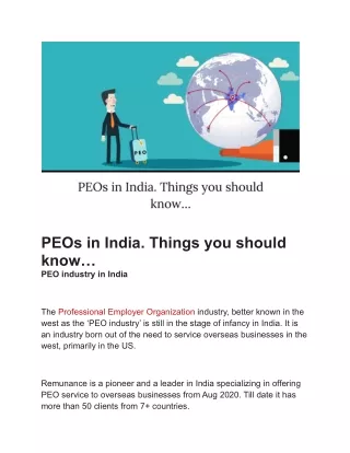 PEOs in India. Things you should know
