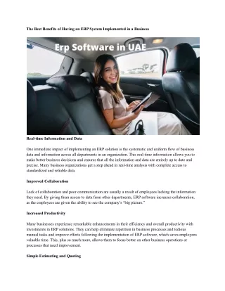 the best benefits of having an erp system
