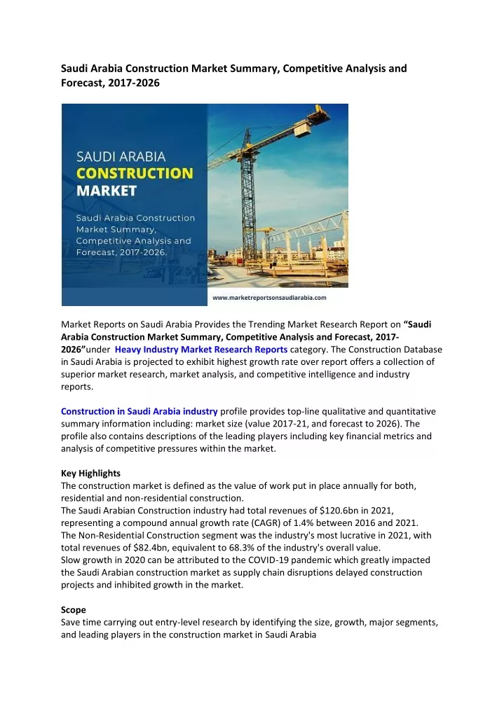 saudi arabia construction market summary