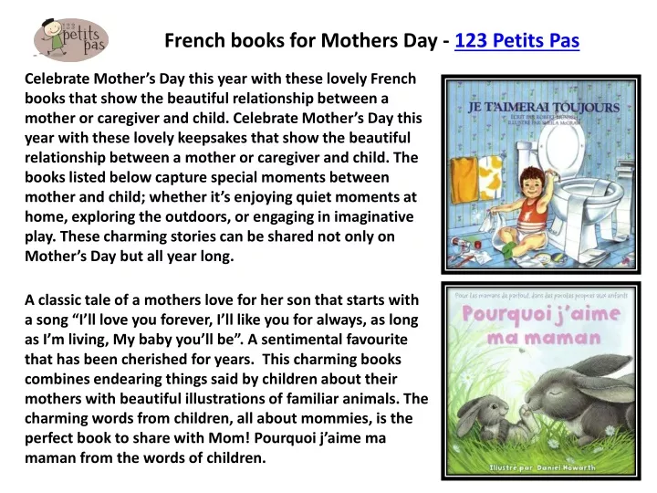 french books for mothers day 123 petits pas