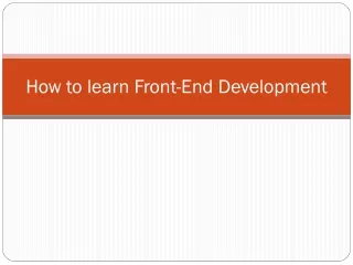 how to learn front end development