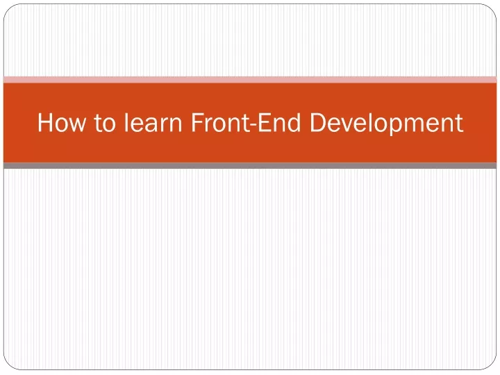 how to learn front end development