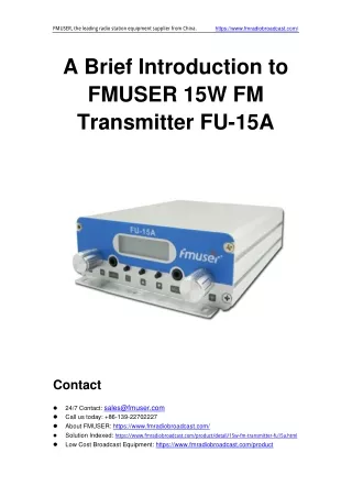 A Brief Introduction to FMUSER 15W FM Transmitter FU-15A