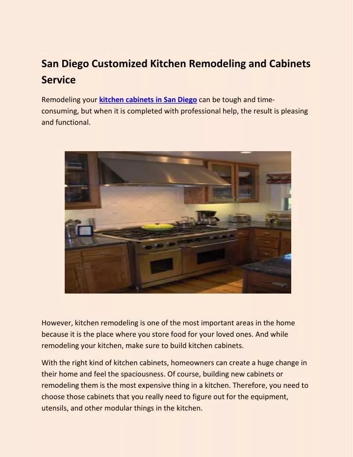 san diego customized kitchen remodeling