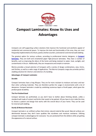 compact laminates know its uses and advantages