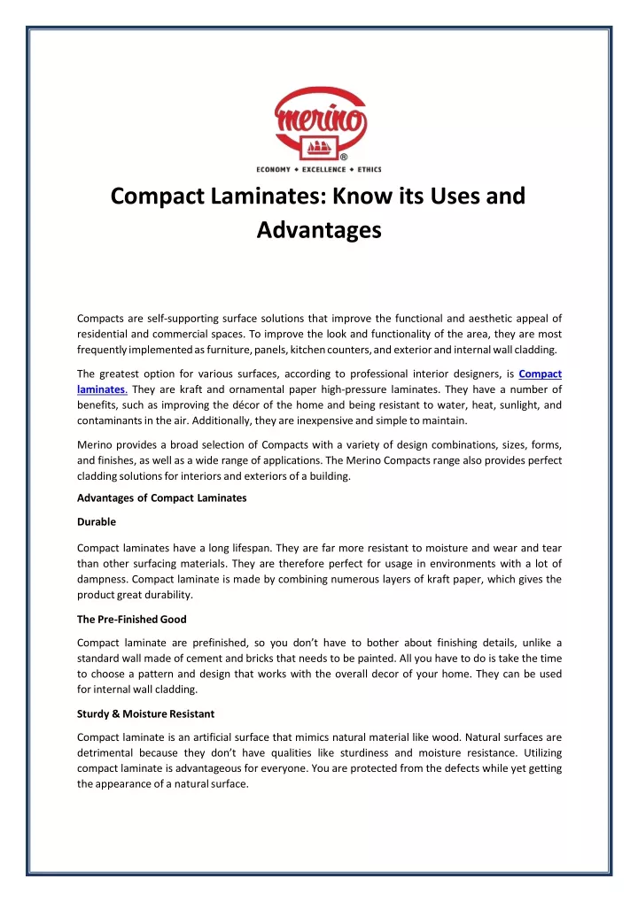 compact laminates know its uses and advantages